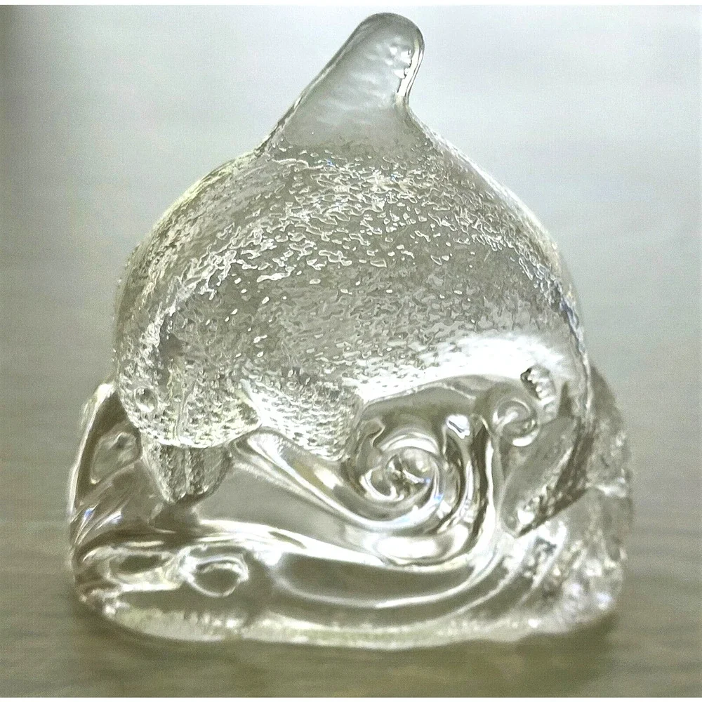 Candle Holder-Tea Light-Glass-Partylite-Dolphin Jumping Over Wave-Clear Glass - Picture 4 of 8